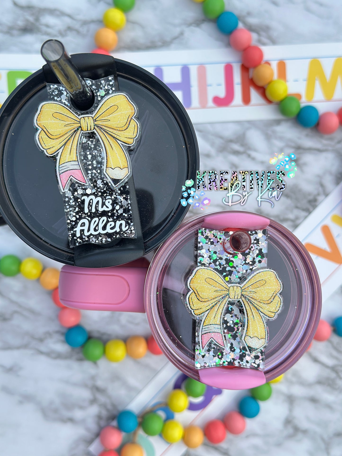 Teacher Bow Tumbler Topper