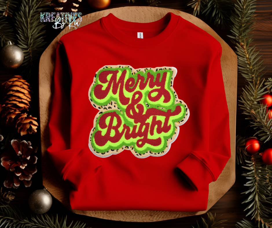Merry & Bright Chenille Patch Sweatshirt(Preorder)