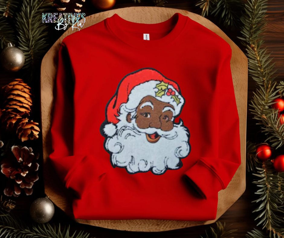 Black Santa Chenille Patch Sweatshirt (Preorder)