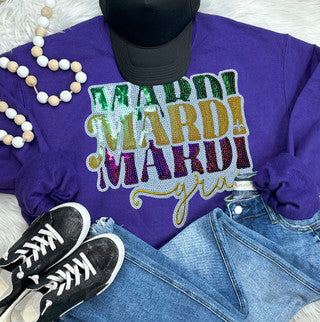 Mardi Gras Chenille Patch Sweatshirt