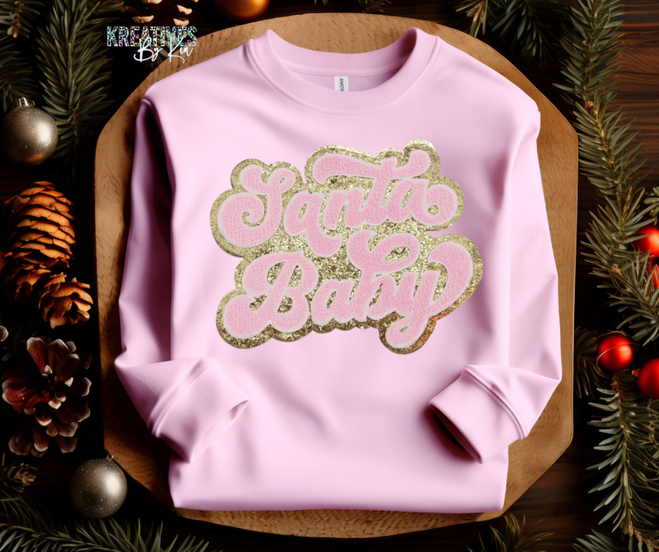 Santa Baby Chenille Patch Sweatshirt(Preorder)