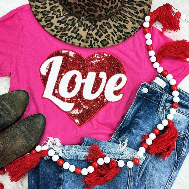 Love Sequin Heart Sweatshirt