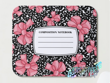 Load image into Gallery viewer, Composition Notebook Bows Mouse Pad
