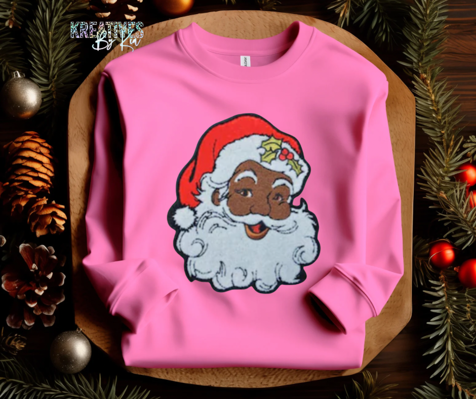 Black Santa Chenille Patch Sweatshirt (Preorder)