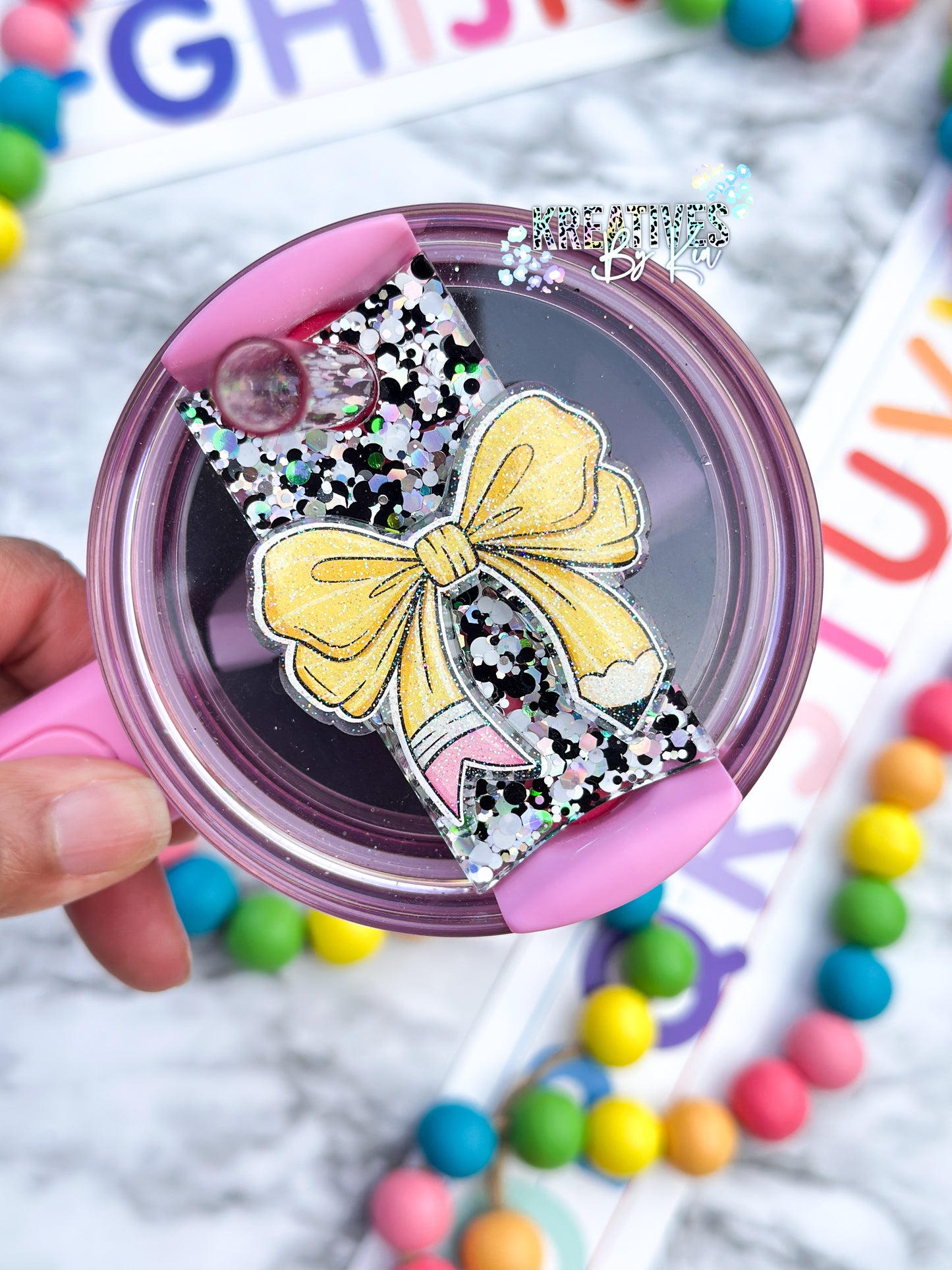 Teacher Bow Tumbler Topper