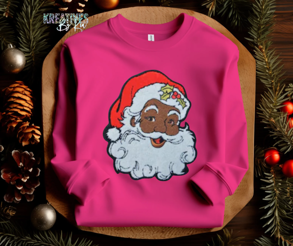 Black Santa Chenille Patch Sweatshirt (Preorder)