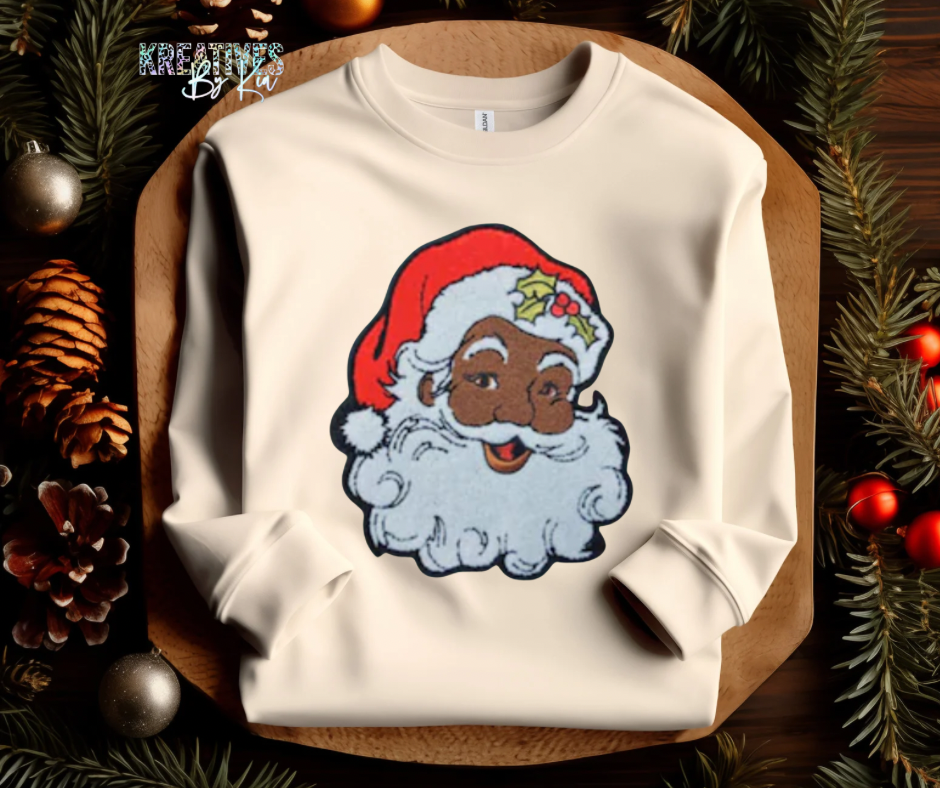 Black Santa Chenille Patch Sweatshirt (Preorder)