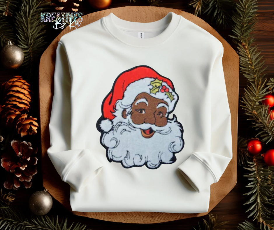 Black Santa Chenille Patch Sweatshirt (Preorder)