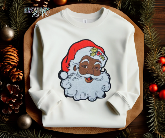 Black Santa Chenille Patch Sweatshirt (Preorder)