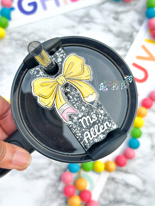 Teacher Bow Tumbler Topper