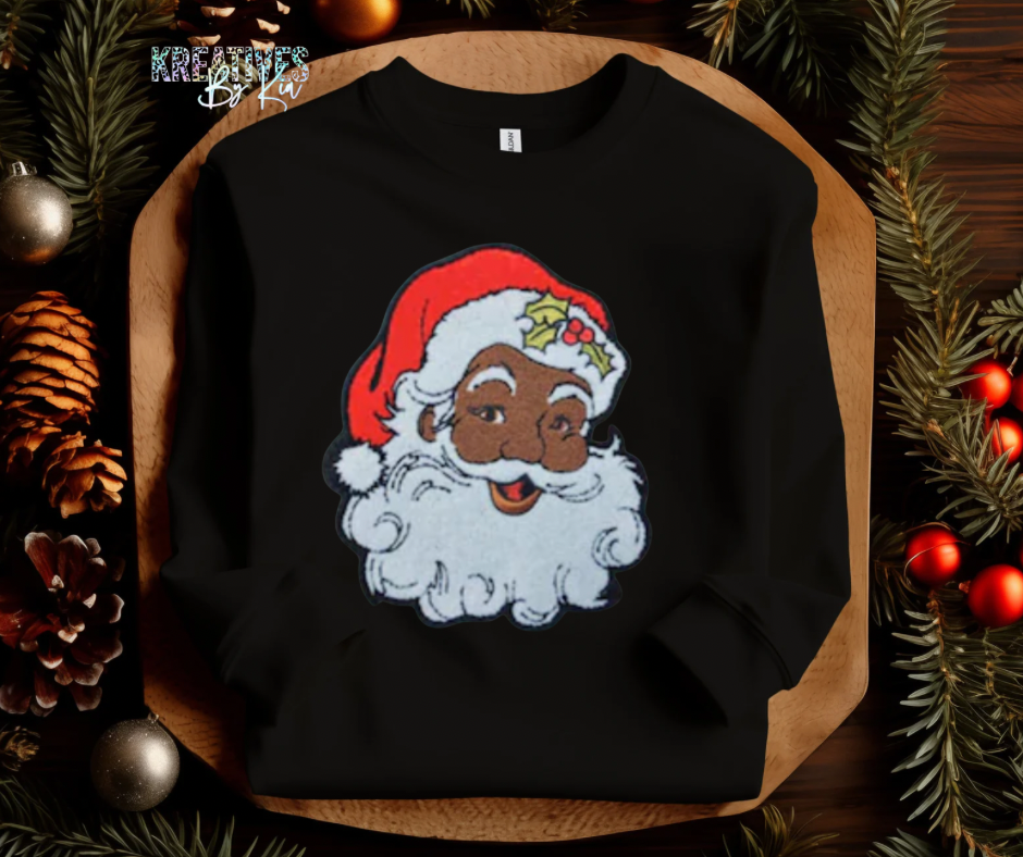 Black Santa Chenille Patch Sweatshirt (Preorder)