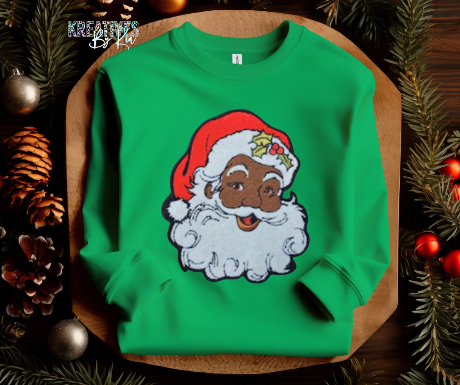 Black Santa Chenille Patch Sweatshirt (Preorder)