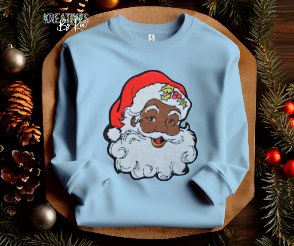 Black Santa Chenille Patch Sweatshirt (Preorder)