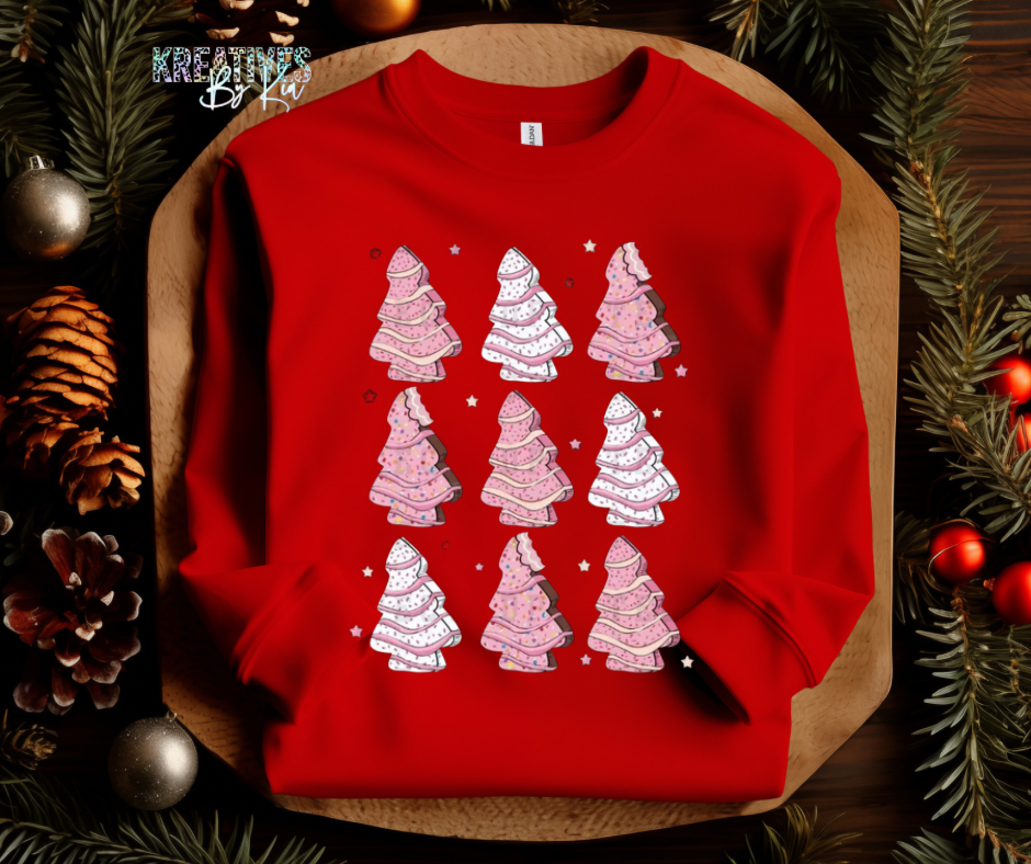 Pink Christmas Cake Collage Crewneck