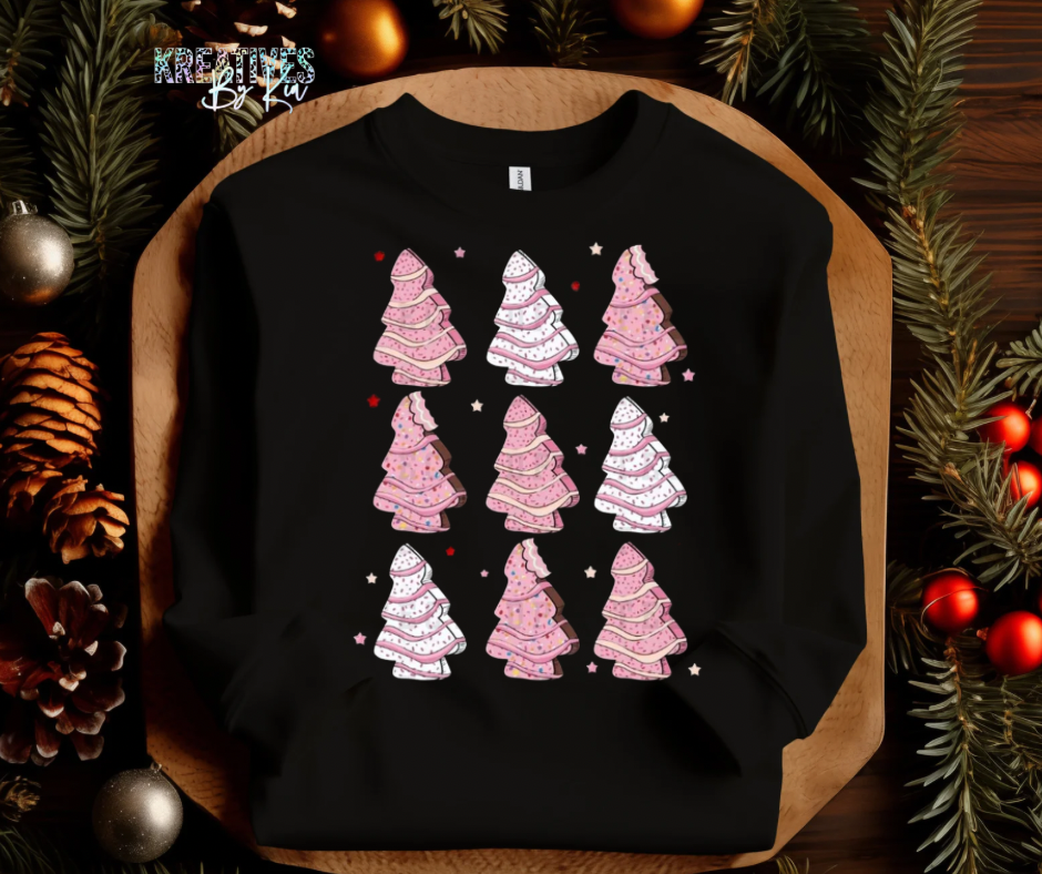 Pink Christmas Cake Collage Crewneck