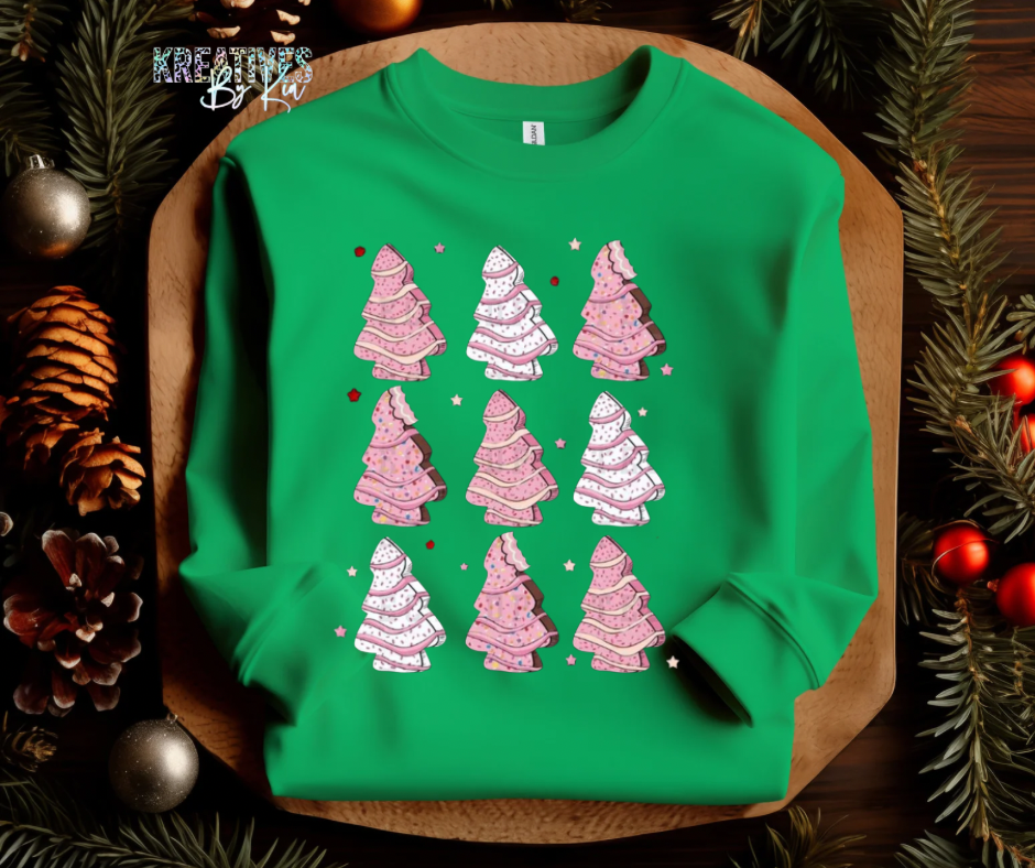 Pink Christmas Cake Collage Crewneck