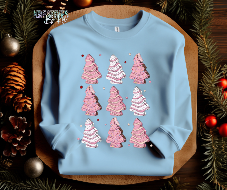 Pink Christmas Cake Collage Crewneck