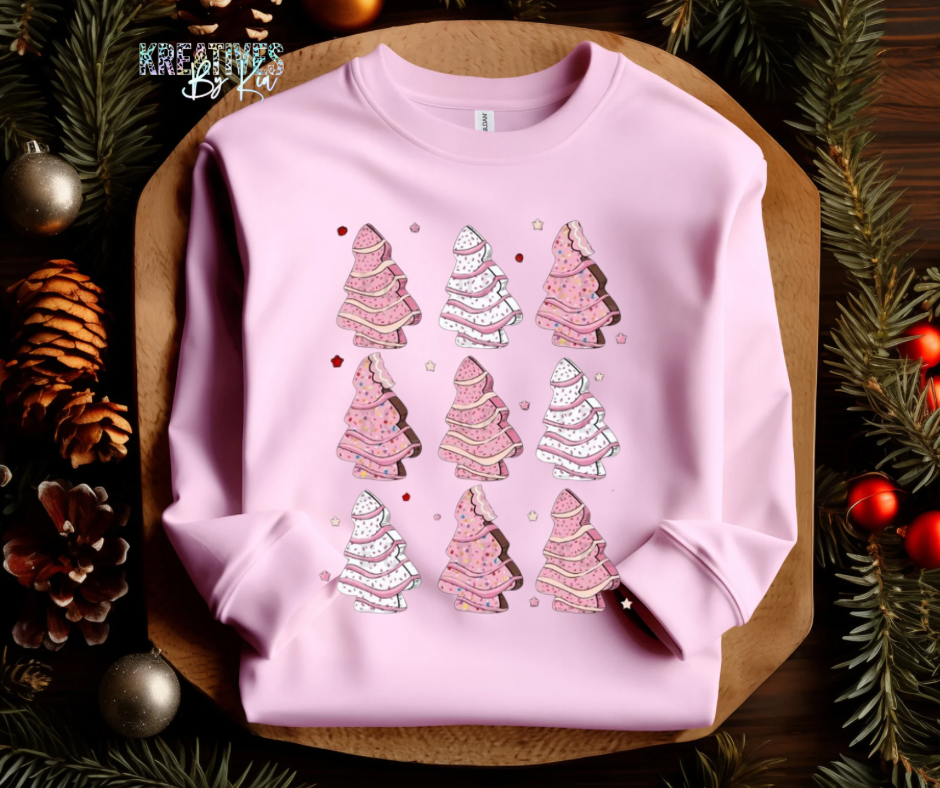 Pink Christmas Cake Collage Crewneck