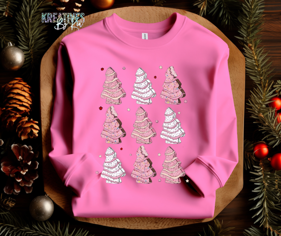 Pink Christmas Cake Collage Crewneck