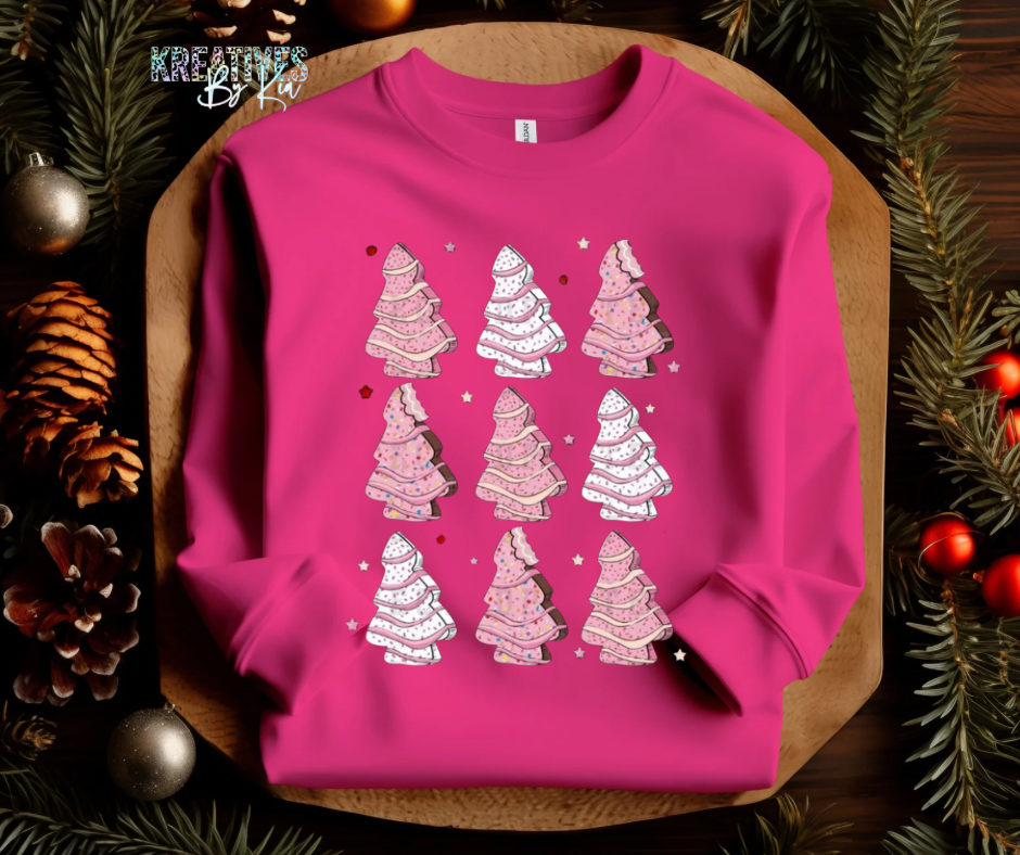 Pink Christmas Cake Collage Crewneck