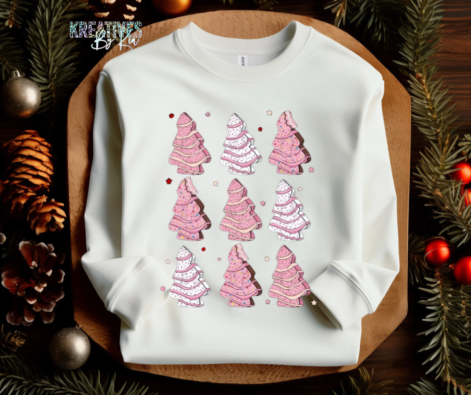 Pink Christmas Cake Collage Crewneck
