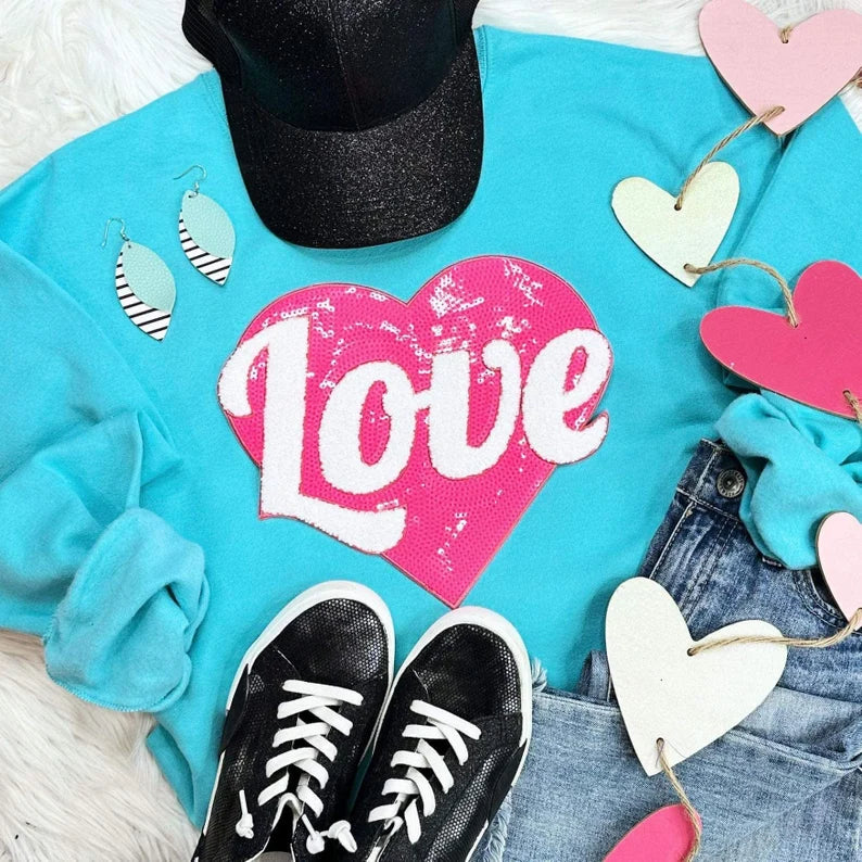 Love Sequin Heart Sweatshirt